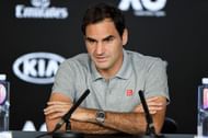 Roger Federer speaks to the press at the 2020 Australian Open.